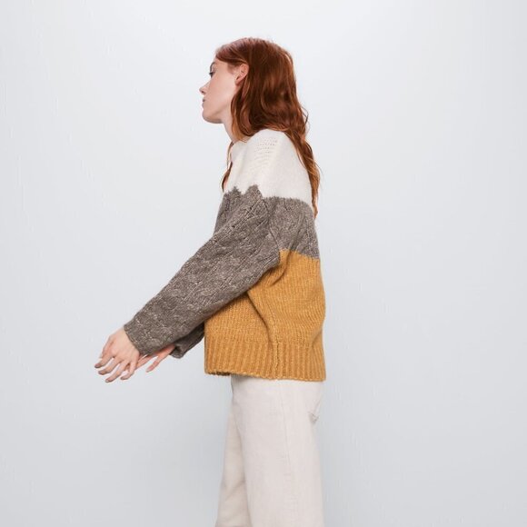 ZARA | Colour Block Knit Pullover Sweater | Sz. S - Picture 5 of 11
